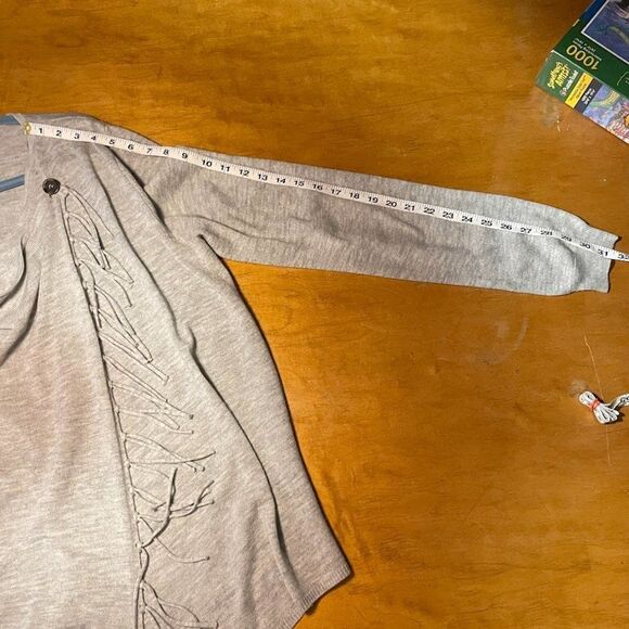 Knox Rose Fringe Sweater Women Size XXL Gray Sweater Cardigan Boho - Picture 8 of 9